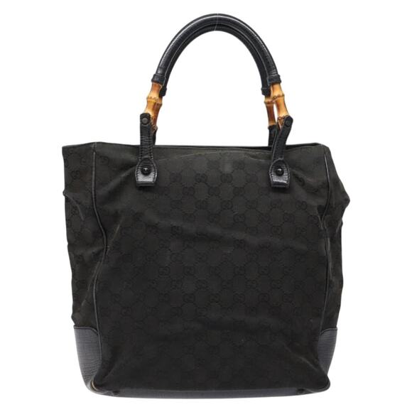 GUCCI Bamboo GG Canvas Hand Bag Black - Picture 3 of 12